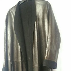 Donna Karan Lambskin long wrap coat
